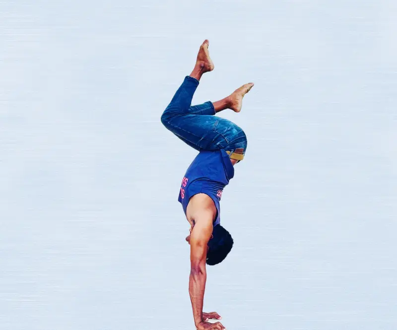 Handstand against the open sky